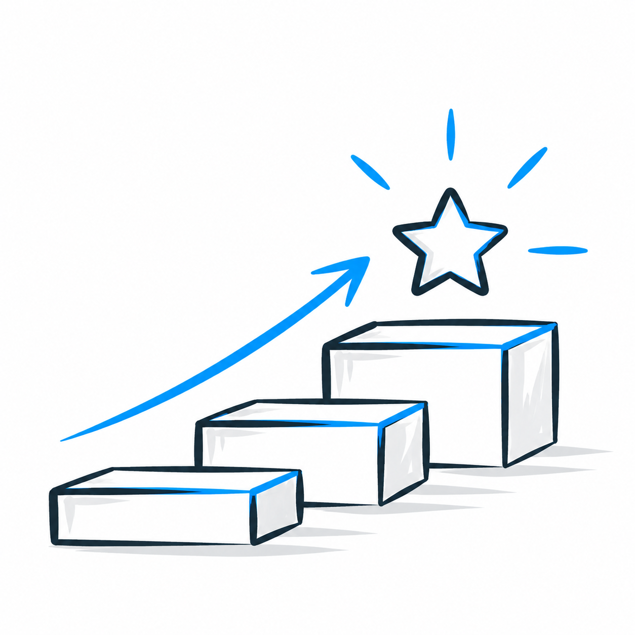 Illustration: Ascending steps with star – Success