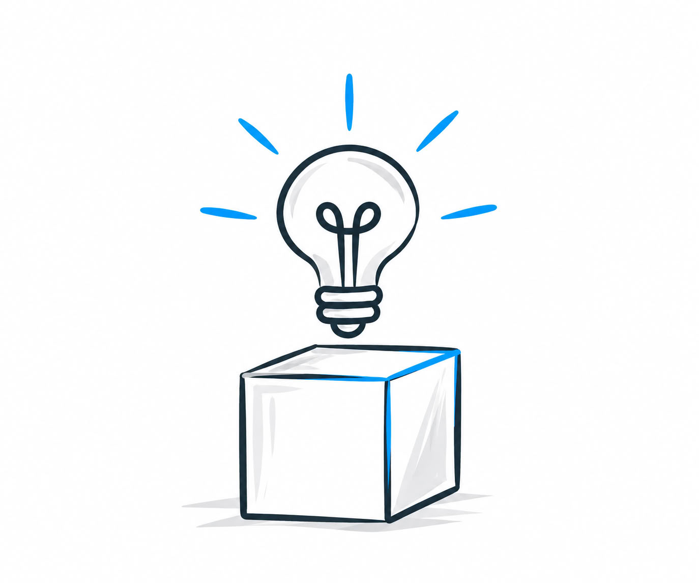Illustration: Lightbulb over a cube – Ideas