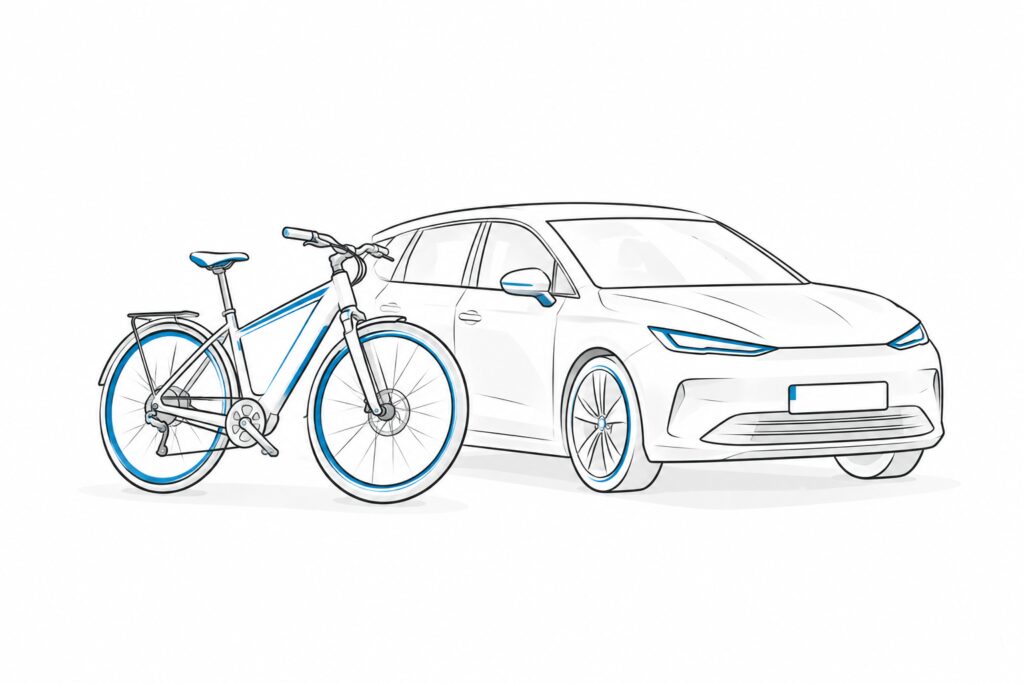 Illustration: Bicycle and car – Company Bike and Company Car