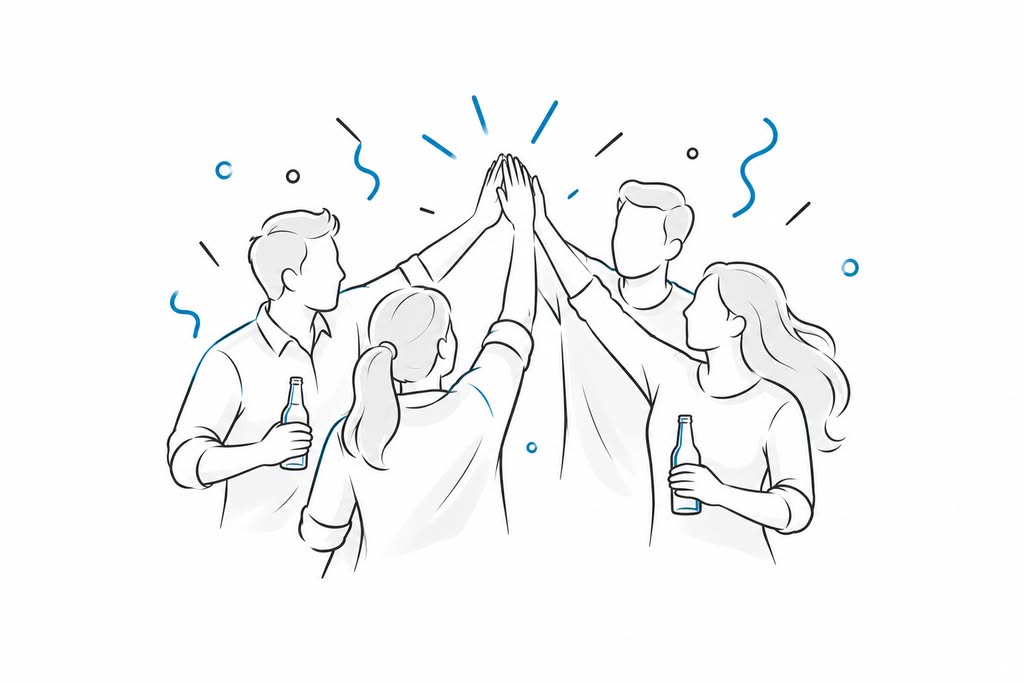 Illustration: Team high-fiving – team events