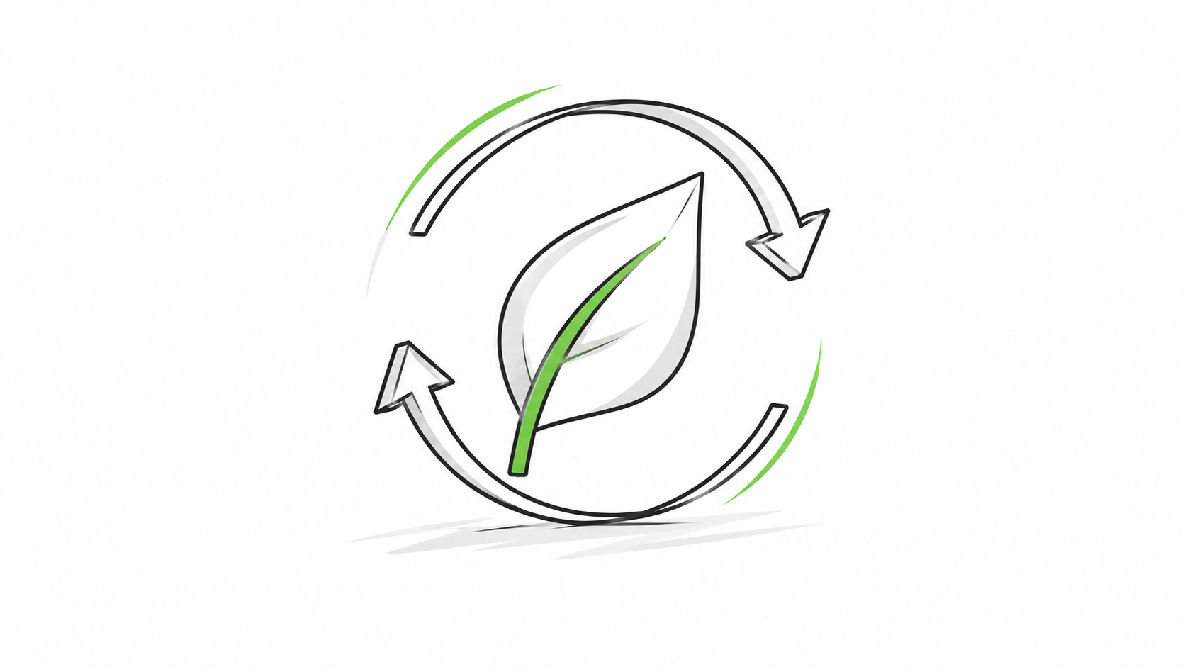 Blatt-Icon mit Recycling-Pfeilen, das den verantwortungsvollen Umgang mit Ressourcen symbolisiert